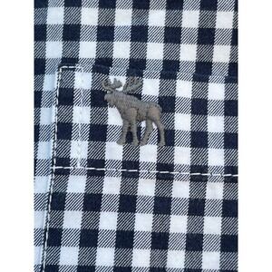 Abercrombie & Fitch Men Large Blue White Gingham Plaid‎  Cotton Preppy Moose Y2K